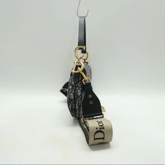 Christian Dior: Medium Navy Oblique Saddle Bag w/ extra strap *AUTHENTICATED* - Picture 4 of 15